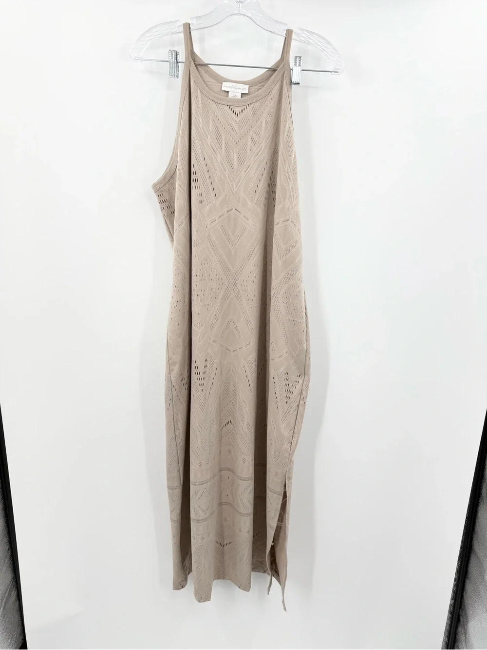 House of Harlow 1960 Beige Geometric Cutout Sleeveless Maxi Dress Size XL